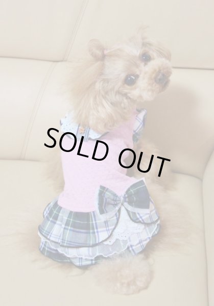 画像9: チェック＆ハニカムドットジャガードワンピース (9)