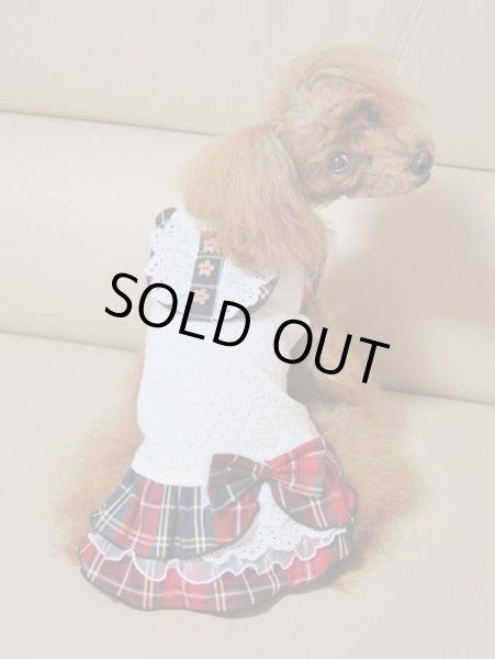 画像7: チェック＆ハニカムドットジャガードワンピース (7)