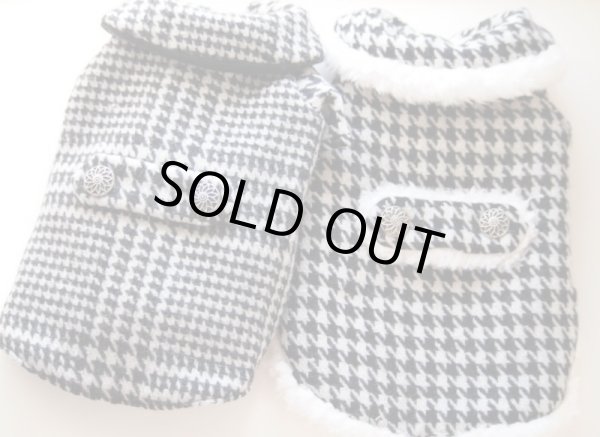 画像2: ウールグレンチェック/千鳥チェック ボアコート (2)