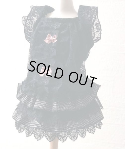 画像2: 黒レース＆グレンチェックワンピース (2)