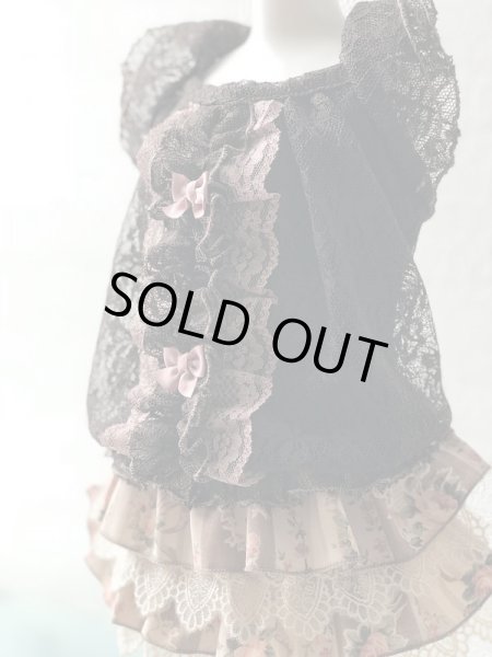 画像2: 茶レース＆お花ワンピース (2)