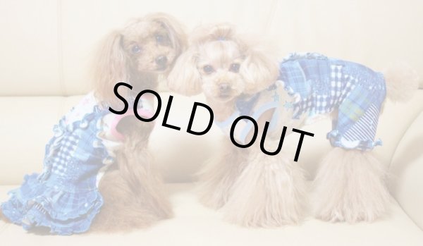 画像6: 星柄&グランジデニム柄インディゴ ワンピース/オールインワン (6)