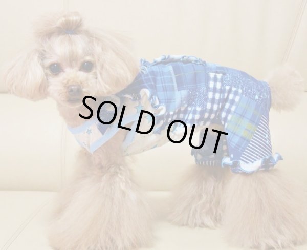 画像7: 星柄&グランジデニム柄インディゴ ワンピース/オールインワン (7)