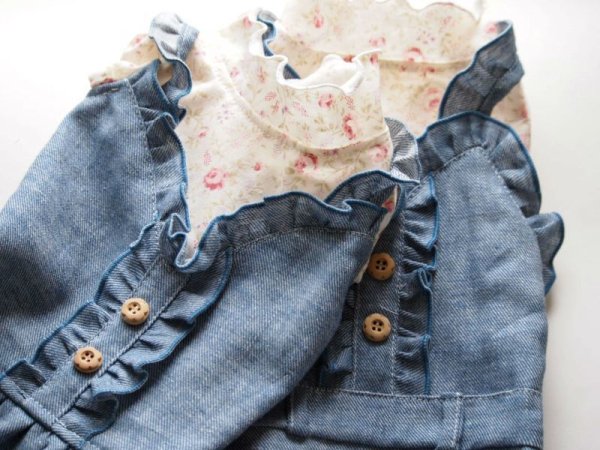 画像4: 小花＆デニムワンピース/オールインワン (4)