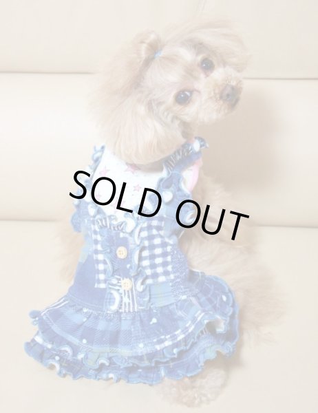 画像5: 星柄&グランジデニム柄インディゴ ワンピース/オールインワン (5)