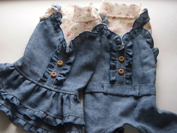 画像5: 小花＆デニムワンピース/オールインワン (5)