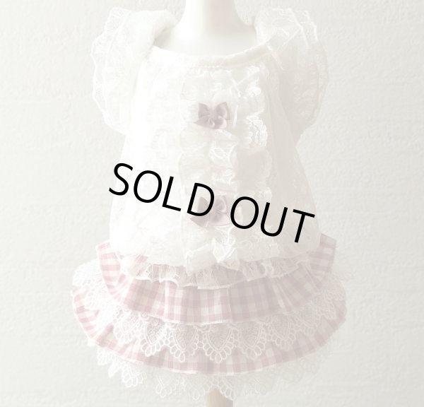 画像2: レース＆ピンクチェックワンピース (2)