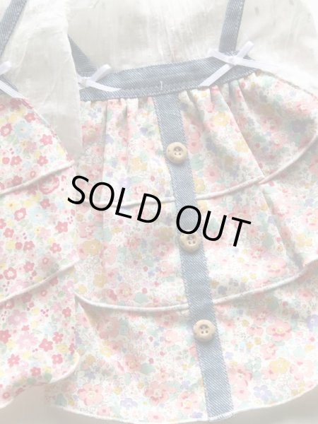 画像2: コットンボイルホワイト＆お花ワンピース/オールインワン (2)