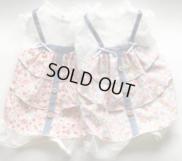 画像5: コットンボイルホワイト＆お花ワンピース/オールインワン (5)