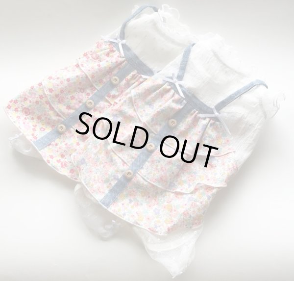 画像6: コットンボイルホワイト＆お花ワンピース/オールインワン (6)