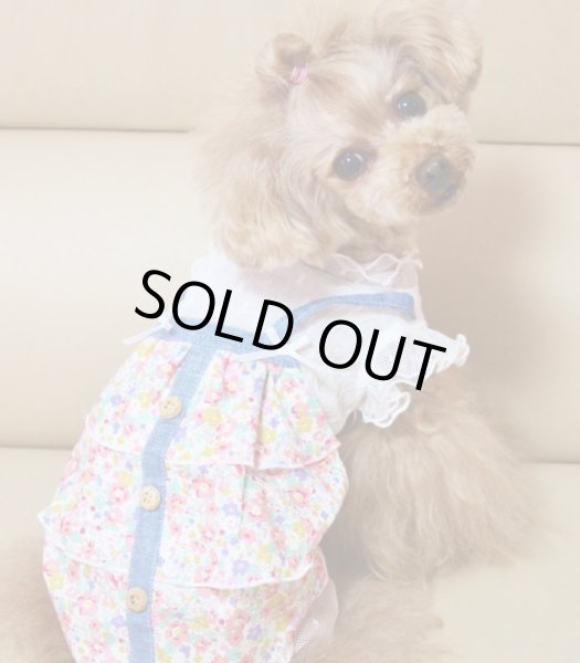 画像8: コットンボイルホワイト＆お花ワンピース/オールインワン (8)