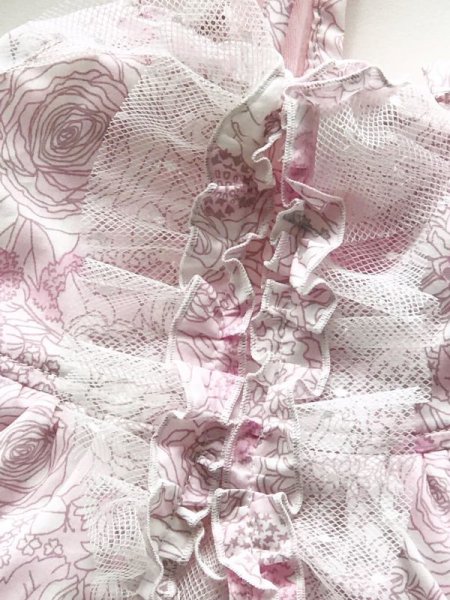 画像5: ベビーピンク薔薇柄Girlishワンピース (5)