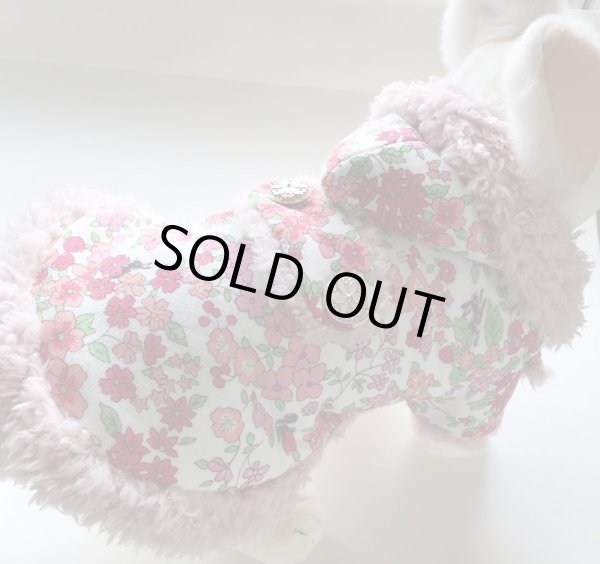 画像4: 赤お花ボアコート (4)