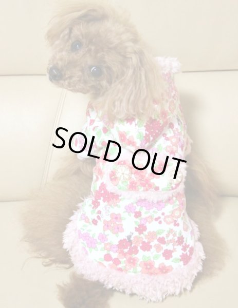 画像7: 赤お花ボアコート (7)