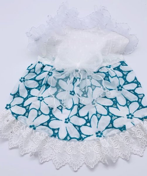 画像4: お花レース&コットンボイルワンピース (4)