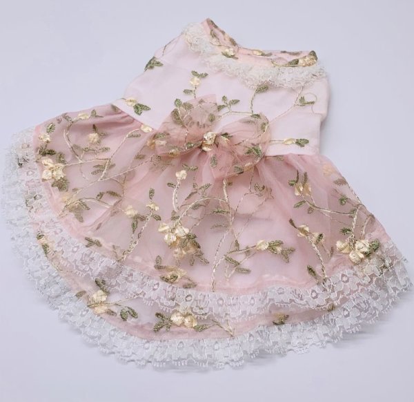 画像4: 流れるお花チュールレースワンピース (4)