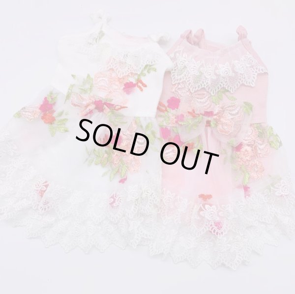 画像6: 薔薇刺繍＆チュールレースワンピース (6)