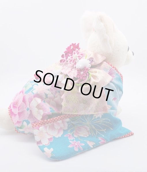 画像8: 京・金彩友禅 牡丹糸菊（浅縹色）振袖スタイル (8)