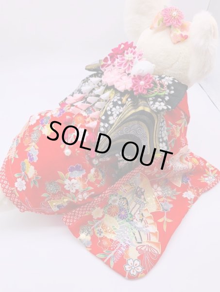 画像5: 京・正絹金彩友禅 花扇に蝶（赤）　振袖スタイル (5)