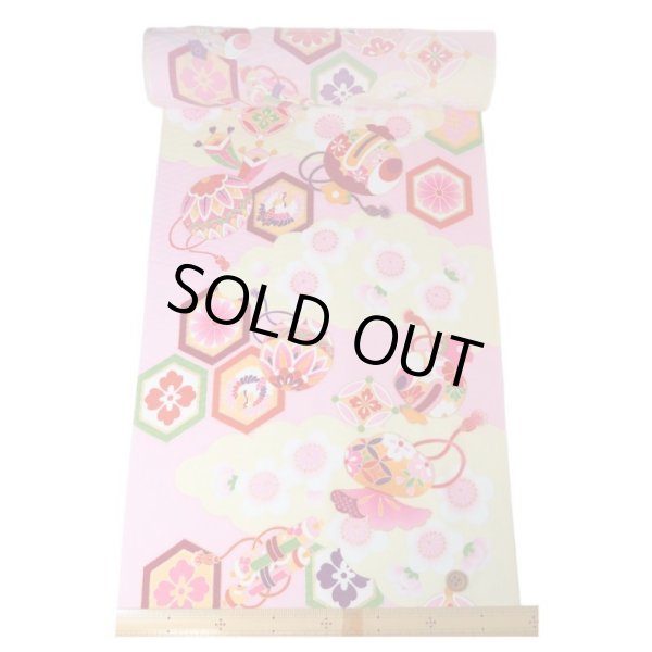 画像9: 犬服/猫服　晴れ着　京友禅 三ツ亀甲に宝尽くし（ピンク）　振袖スタイル (9)