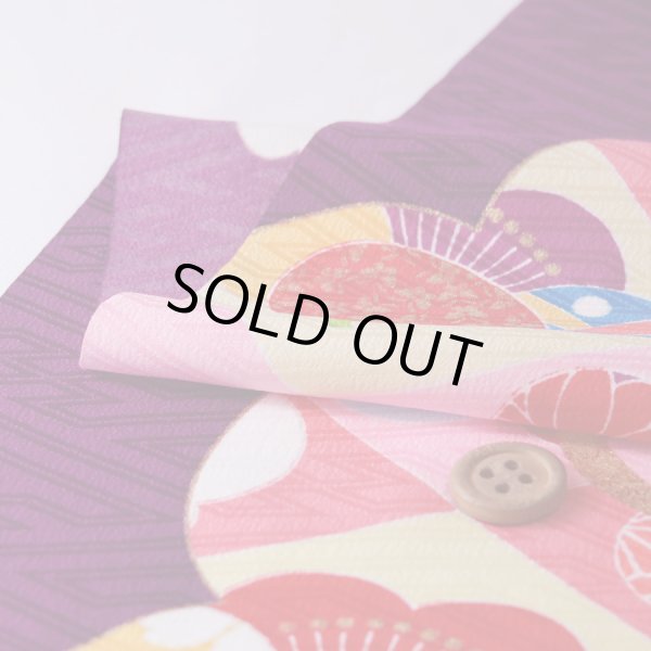 画像9: 犬服/猫服　晴れ着　京友禅 桜に梅（紫）　振袖スタイル (9)