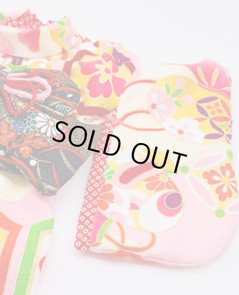 画像4: 犬服/猫服　晴れ着　京友禅 三ツ亀甲に宝尽くし（ピンク）　振袖スタイル (4)