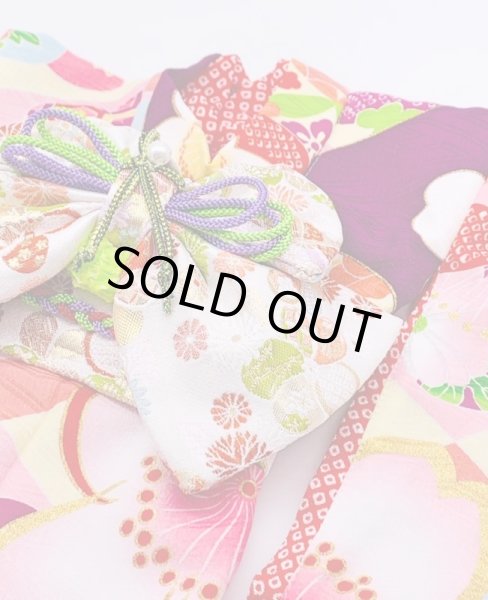 画像6: 犬服/猫服　晴れ着　京友禅 桜に梅（紫）　振袖スタイル (6)