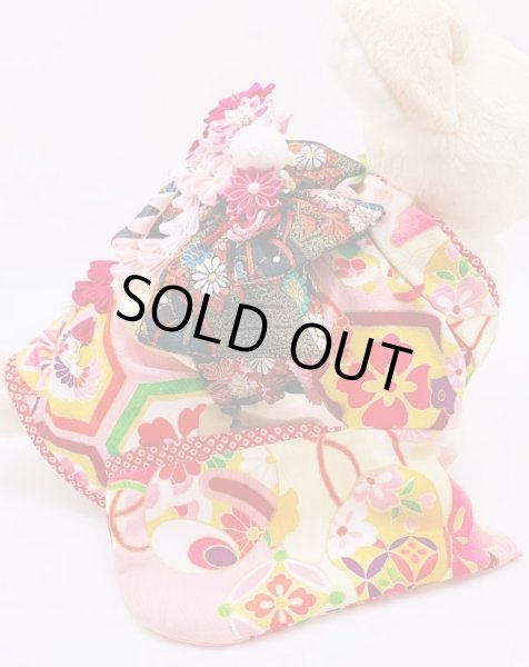 画像6: 犬服/猫服　晴れ着　京友禅 三ツ亀甲に宝尽くし（ピンク）　振袖スタイル (6)