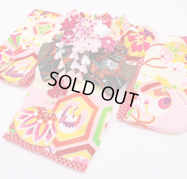 画像3: 犬服/猫服　晴れ着　京友禅 三ツ亀甲に宝尽くし（ピンク）　振袖スタイル (3)