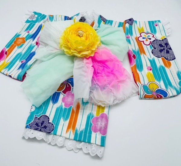 画像5: 浴衣2021 和柄 梅(ブルー) (5)