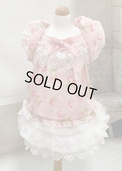 画像6: いちごシャーリングワンピース／いちご＆ホワイトワンピース (6)