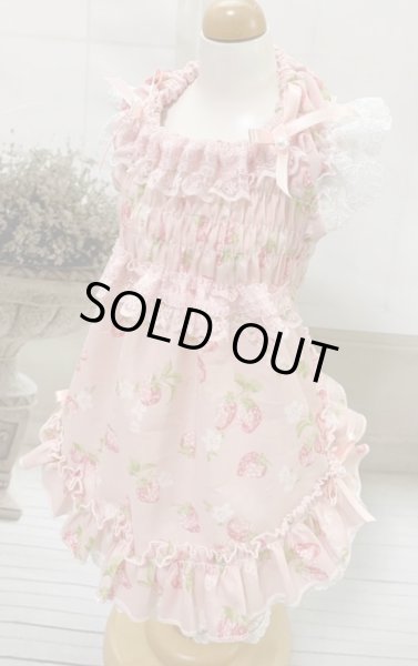 画像2: いちごシャーリングワンピース／いちご＆ホワイトワンピース (2)