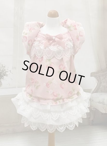 画像4: いちごシャーリングワンピース／いちご＆ホワイトワンピース (4)