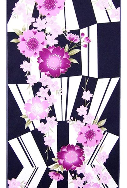 画像5: 浴衣2021 さくら柄（紺地ピンクお花） (5)