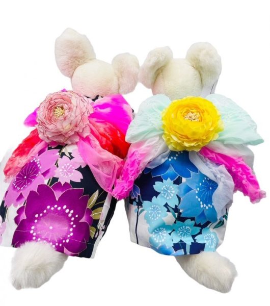 画像3: 浴衣2021 さくら柄（紺地ピンクお花） (3)