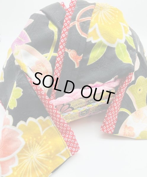 画像7: 犬服/猫服　晴れ着　友禅 宝文様 (黒)　振袖スタイル (7)