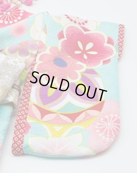 画像6: 犬服/猫服　晴れ着　友禅 手毬に桜橘 (水色)　振袖スタイル (6)