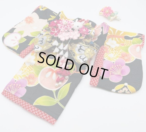 画像2: 犬服/猫服　晴れ着　友禅 宝文様 (黒)　振袖スタイル (2)