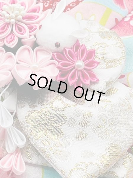 画像8: 犬服/猫服　晴れ着　友禅 手毬に桜橘 (水色)　振袖スタイル (8)