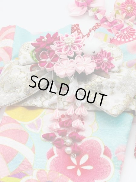 画像4: 犬服/猫服　晴れ着　友禅 手毬に桜橘 (水色)　振袖スタイル (4)