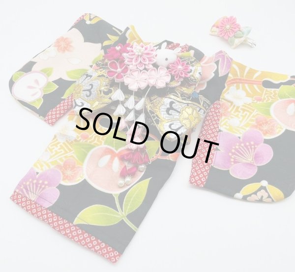 画像3: 犬服/猫服　晴れ着　友禅 宝文様 (黒)　振袖スタイル (3)