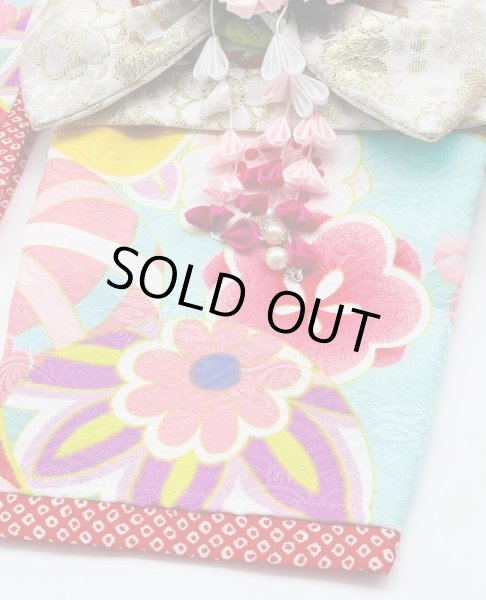 画像5: 犬服/猫服　晴れ着　友禅 手毬に桜橘 (水色)　振袖スタイル (5)