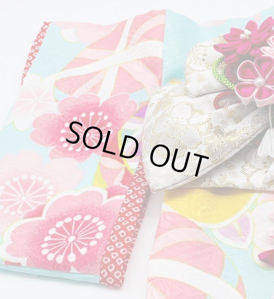 画像7: 犬服/猫服　晴れ着　友禅 手毬に桜橘 (水色)　振袖スタイル (7)