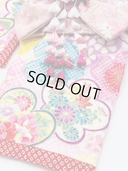 画像5: 犬服/猫服　晴れ着　京・金彩友禅 花入梅文様（桃）　振袖スタイル (5)