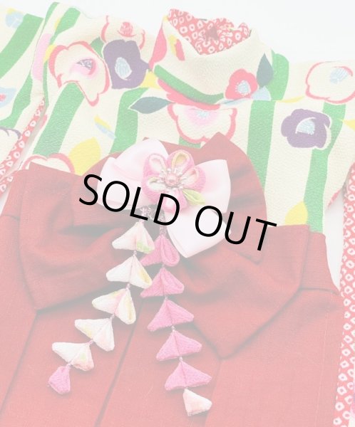 画像2: 犬服/猫服　袴　ちりめん椿　サザンクロス（赤れんが） (2)