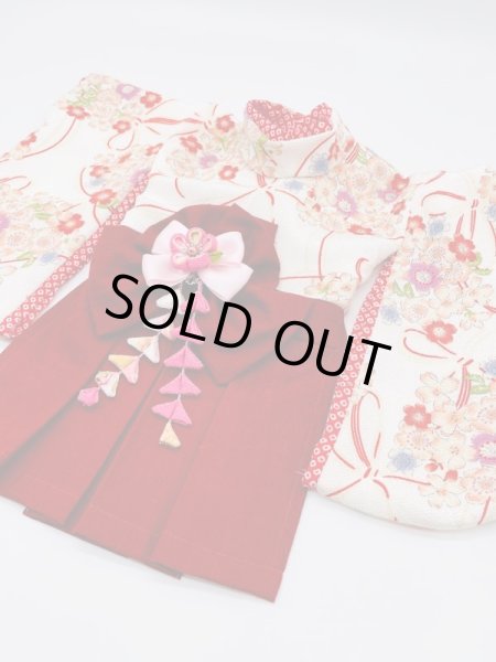 画像4: 犬服/猫服　袴　ちりめん・桜結び(白)　サザンクロス（赤れんが） (4)