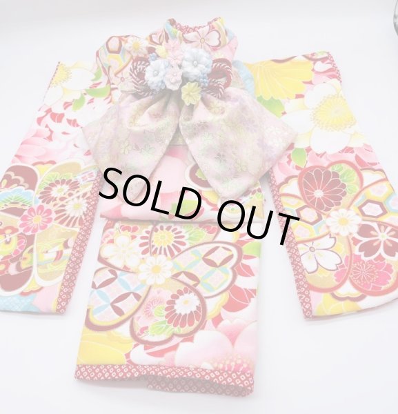 画像7: 犬服/猫服　晴れ着　 梅・キク柄・ピンク  振袖スタイル　お引きづり/通常着丈選択可能 (7)