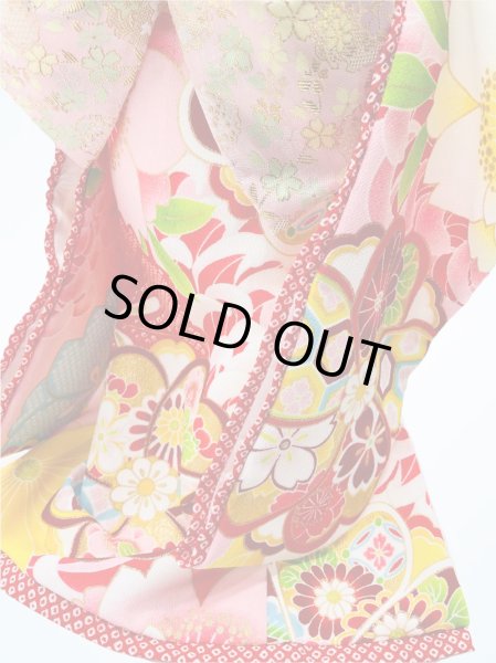 画像4: 犬服/猫服　晴れ着　 梅・キク柄・ピンク  振袖スタイル　お引きづり/通常着丈選択可能 (4)