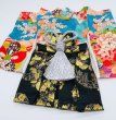 画像3: 犬服/猫服　袴　一越ちりめん・水辺の花景色(水色)　金襴生地(金らん) 金の花丸(黒) (3)