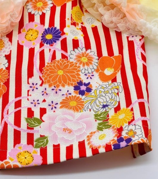 画像3: 浴衣2022 　縞に花結び(赤) (3)